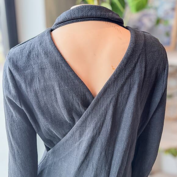 T by Alexander Wang Designer Black Faux Open Back Wrap Blazer Women's Medium - Picture 5 of 13